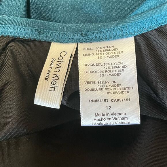 NWOT Calvin Klein | Cypress Shimmer Scoop Back Pleated One Piece Swimsuit 12 - Picture 11 of 12